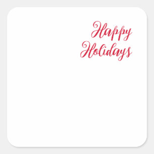 Frohe Feiertage Weihnachten Handschrift rot weiß Quadratischer Aufkleber