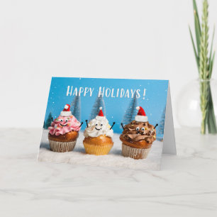 Frohe Feiertage Weihnachts-Cupcakes im Schnee  Feiertagskarte