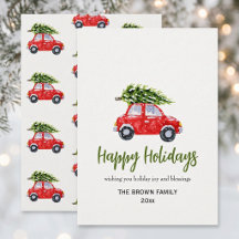 Frohe Feiertage Weihnachtsauto mit Baum