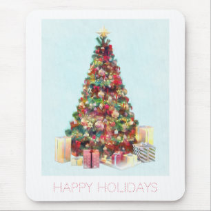 Frohe Feiertage. Weihnachtsbaum Mousepad