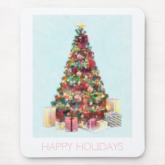 Frohe Feiertage. Weihnachtsbaum Mousepad (Vorne)
