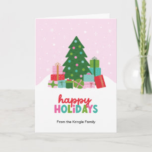 Frohe Feiertage Weihnachtsbäume und Geschenke in R Feiertagskarte