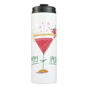 frohe Feiertage Weihnachtscocktail Thermosbecher