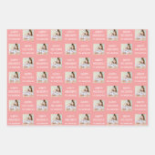 Frohe Feiertage Weihnachtsfoto Rosa Geschenkpapier Set (Vorderseite 3)