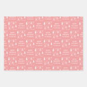 Frohe Feiertage Weihnachtsfoto Rosa Geschenkpapier Set (Vorderseite)