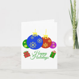 Frohe Feiertage Weihnachtskugeln und Geschenke Des Karte