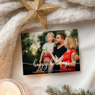 Frohe Feiertage Weiße Kalligrafie Foto Weihnachten Postkarte