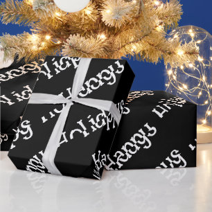 Frohe Feiertage Wrap Black Geschenkpapier