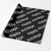 Frohe Feiertage Wrap Black Geschenkpapier (Ungerollt)