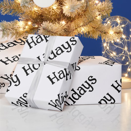 Frohe Feiertage Wrap Schwarz Schrift Geschenkpapier (Feiertage)