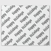 Frohe Feiertage Wrap Schwarz Schrift Geschenkpapier (Flach)