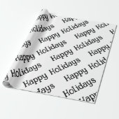 Frohe Feiertage Wrap Schwarz Schrift Geschenkpapier (Ungerollt)