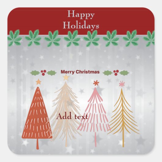 Frohe Ferien, frohe Weihnachten, Quadratischer Aufkleber (Vorderseite)