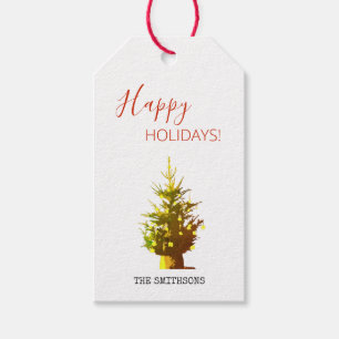 Frohe Ferien mit einem festlichen Weihnachtsbaum! Geschenkanhänger