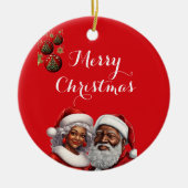 Frohe Festtage - afroamerikanische Verzierung Keramik Ornament (Vorne)