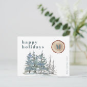 Frohe Festtage Aquarellkiefernwald Feiertagspostkarte (Stehend Vorderseite)