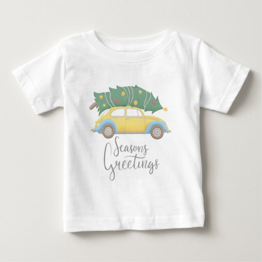 Frohe Festtage Auto & Baum Baby T-shirt (Vorderseite)