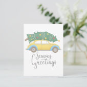 Frohe Festtage Auto & Baum Feiertagspostkarte (Stehend Vorderseite)