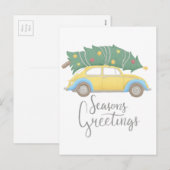 Frohe Festtage Auto & Baum Feiertagspostkarte (Vorne/Hinten)