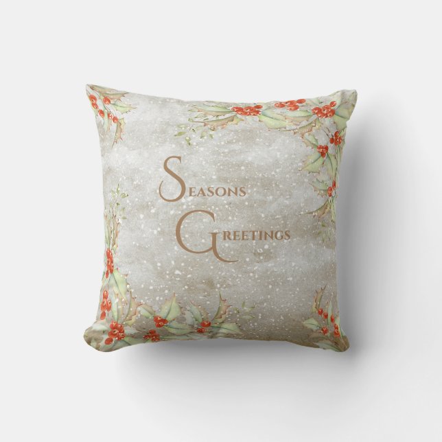 Frohe Festtage Blumentypografie Weihnachten Kissen (Vorderseite)
