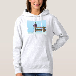 Frohe Festtage Cartoon Bird auf Zaun Hoodie