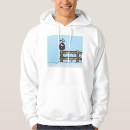 Frohe Festtage Cartoon Bird auf Zaun Hoodie