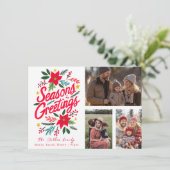 FROHE FESTTAGE CUSTOM 3 FOTO Grid FERIEN Karte (Stehend Vorderseite)