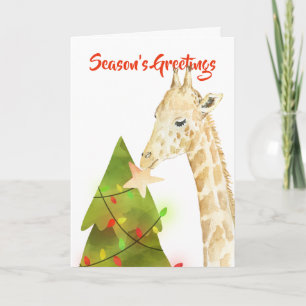 Frohe Festtage Giraffe und Weihnachtsbaum-Star Karte