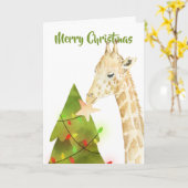 Frohe Festtage Giraffe und Weihnachtsbaum-Star Karte (Gelbe Blume)