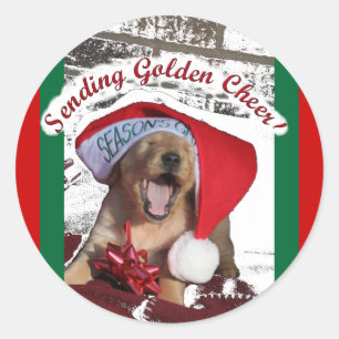 Frohe Festtage GOLDENER RETRIEVER-WEIHNACHTSwelpe Runder Aufkleber