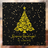 Frohe Festtage Goldweihnachtsbaum auf Schwarz Fensteraufkleber (Blatt 2)