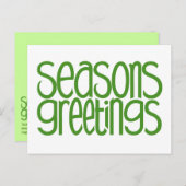 Frohe Festtage Grüne Postkarte (Vorne/Hinten)