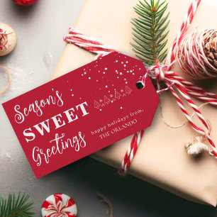 Frohe Festtage Holiday Weihnachten Weiß Rot Geschenkanhänger