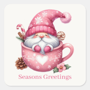 Frohe Festtage Kakaognome hinzufügen Quadratischer Aufkleber