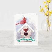 Frohe Festtage Kardinal Karte (Gelbe Blume)