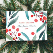 Frohe Festtage Moderne Minimal-Aquarellblume Feiertagskarte