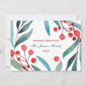 Frohe Festtage Moderne Minimal-Aquarellblume Feiertagskarte (Vorderseite)