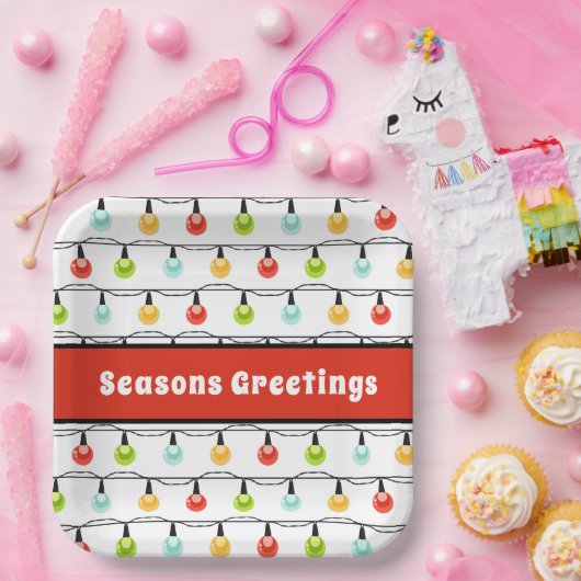 Frohe Festtage | Niedliche Weihnachtslichtstränge Pappteller (Party)