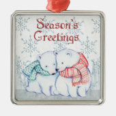 Frohe Festtage Polar Bears Premium Ornament (Vorne)