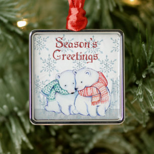 Frohe Festtage Polar Bears Premium Ornament Aus Metall