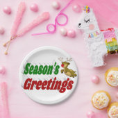 Frohe Festtage Reindeer Typografie Weihnachten Pappteller (Party)