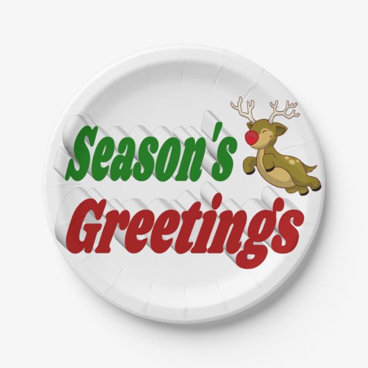 Frohe Festtage Reindeer Typografie Weihnachten Pappteller (Vorderseite)