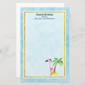 Frohe Festtage Rosa Flamingo in Weihnachtsmannmütz Briefpapier (Vorne/Hinten)