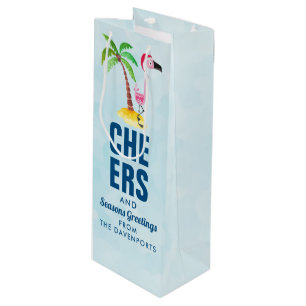 Frohe Festtage Rosa Flamingo in Weihnachtsmannmütz Geschenktüte Für Weinflaschen