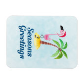 Frohe Festtage Rosa Flamingo in Weihnachtsmannmütz Magnet (Horizontal)