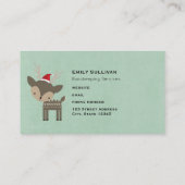 Frohe Festtage Rotblumenreste und Retrohirsche Visitenkarte (Rückseite)