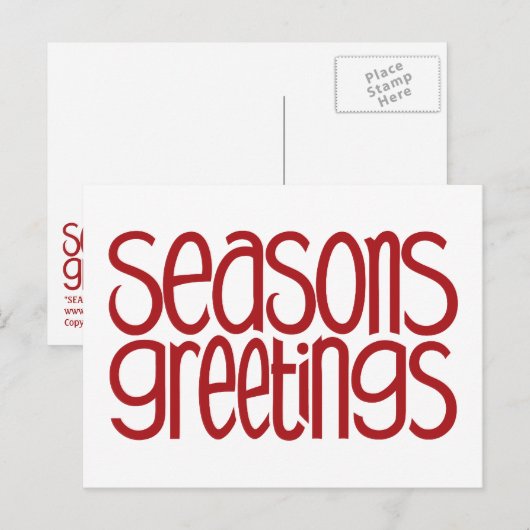 Frohe Festtage Rote Postkarte (Vorne/Hinten)