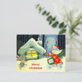 Frohe Festtage, Santa am Arbeitsplatz Feiertagspostkarte (Stehend Vorderseite)