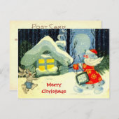 Frohe Festtage, Santa am Arbeitsplatz Feiertagspostkarte (Vorne/Hinten)