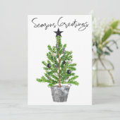 Frohe Festtage Schwarz-weißer Weihnachtsbaum Einladung (Stehend Vorderseite)